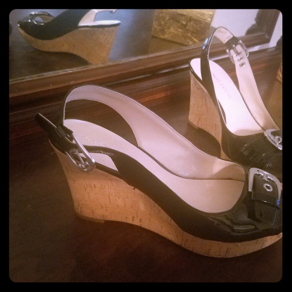 Black Patent Leather Wedgie Platform